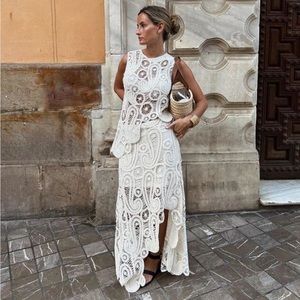 zara asymmetric crochet dress ALINE RIBBED MAXI JUMPER DRESS  Fallon's